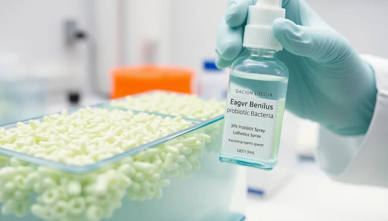 Clinical laboratory researcher with intravaginal probiotic spray for vaginitis treatment